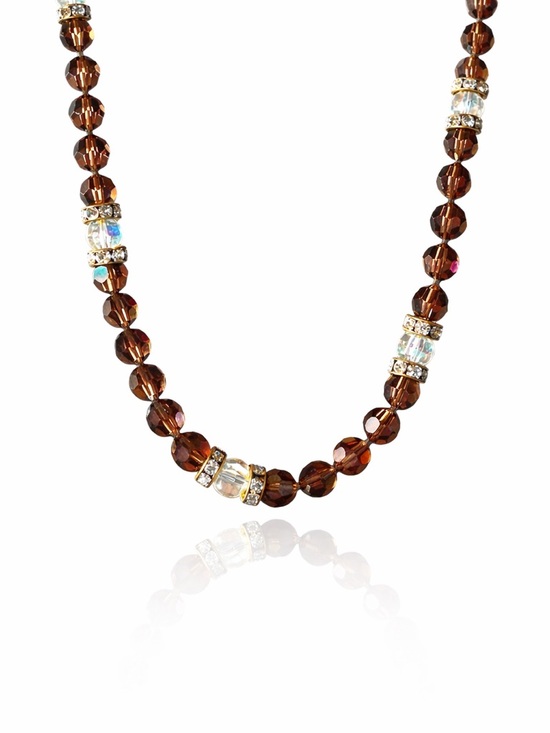 Jewelry - Cognac Swarovski Crystal Round Bead Necklace